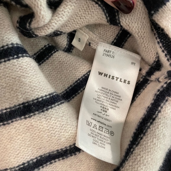 Whistles Merino Wool Striped Sweater Tan and Navy - Picture 6 of 7